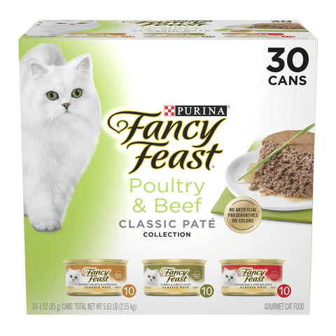 Fancy Feast Poultry and Beef Feast Classic Pate Collection Grain Free Wet Cat Food Pate Variety Pack