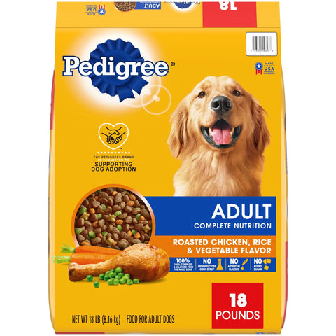 Pedigree Complete Nutrition Roasted Chicken, Rice & Vegetable Dry Dog Food For Adult Dog, 18 Lb. Bag