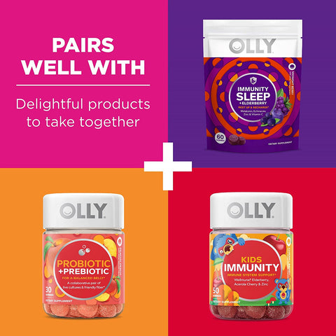 OLLY Immunity Gummy, Immune Support, Elderberry, Zinc, Vitamin C, Supplement, Berry - 90 Count
