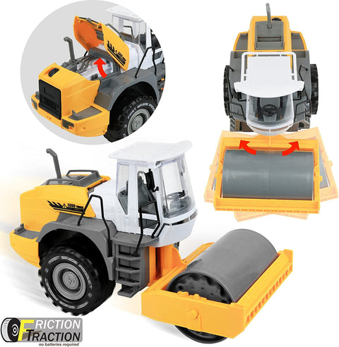 Click N’ Play Friction Powered Jumbo Steamroller Truck Construction Toy Vehicle for Kids