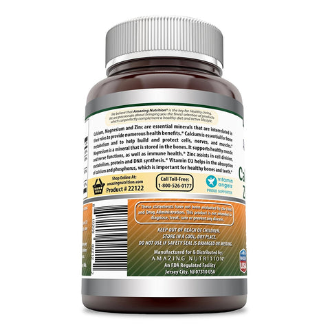 Amazing Formulas Calcium Magnesium Zinc Vitamin D3 500 Tablets