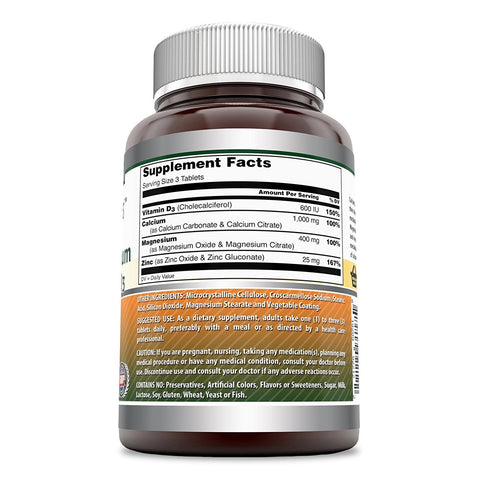 Amazing Formulas Calcium Magnesium Zinc Vitamin D3 500 Tablets